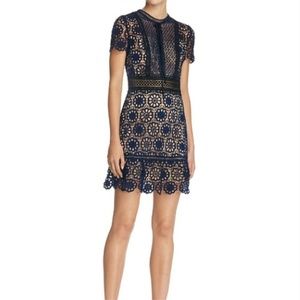 AQUA Lace Flounce Hem Dress